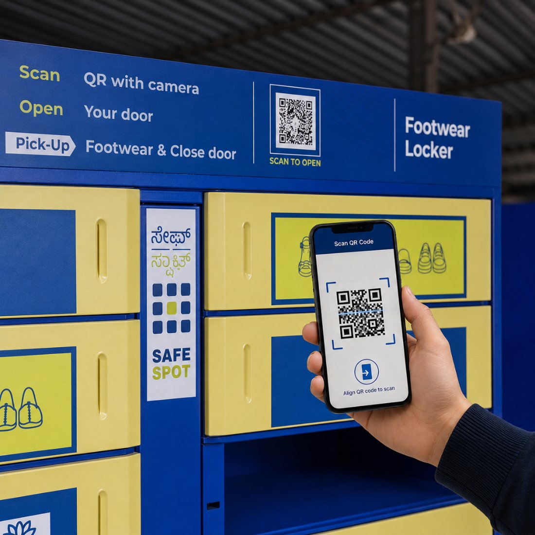Scanning a SafeSpot locker QR code